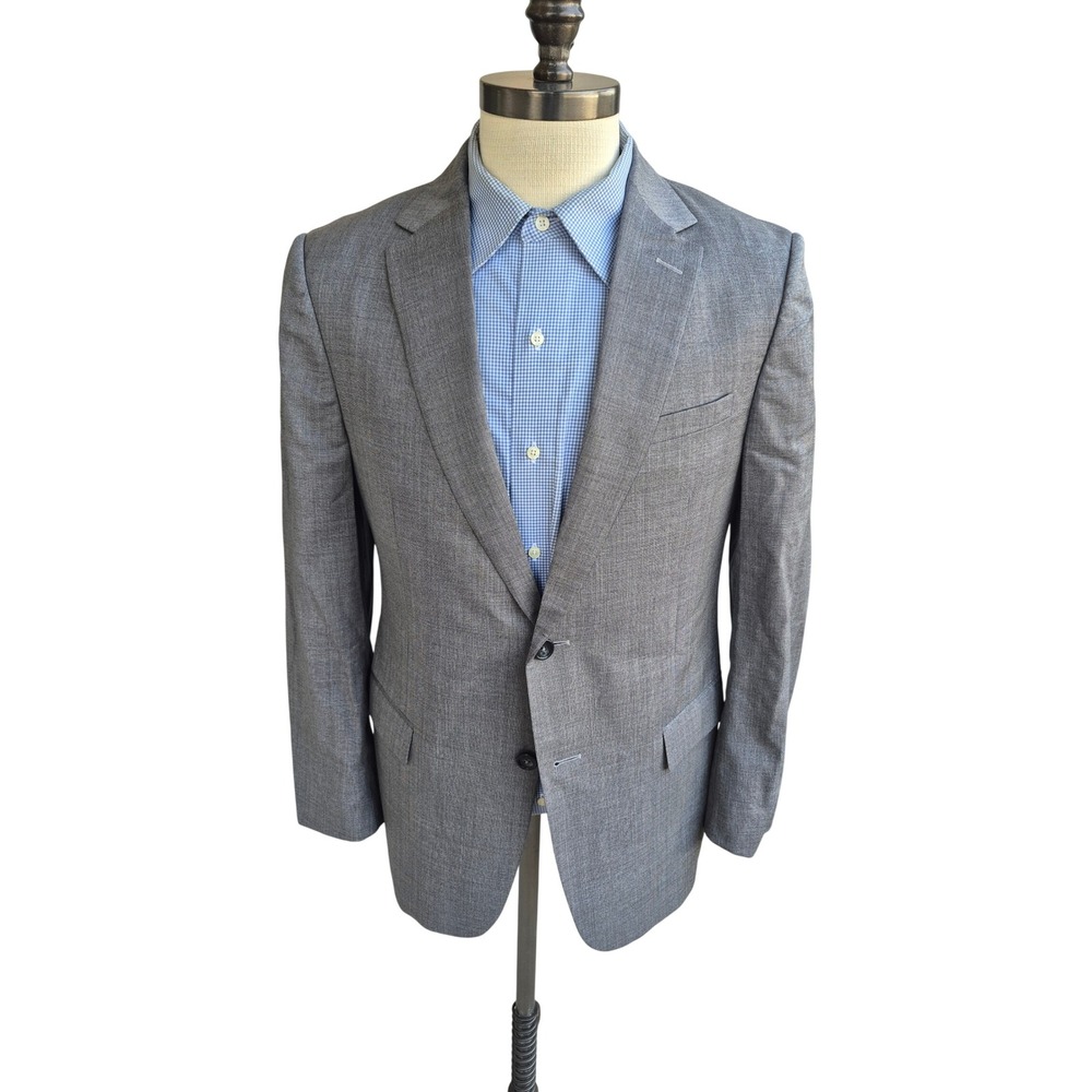 Z Zegna Mens Grey 100% Wool 2 Button Blazer Sport Coat Drop 8 Size 40 R